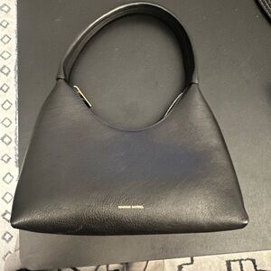 Mansur Gavriel Black Shoulder Bag with Curved Hobo Shape and Smooth Leather